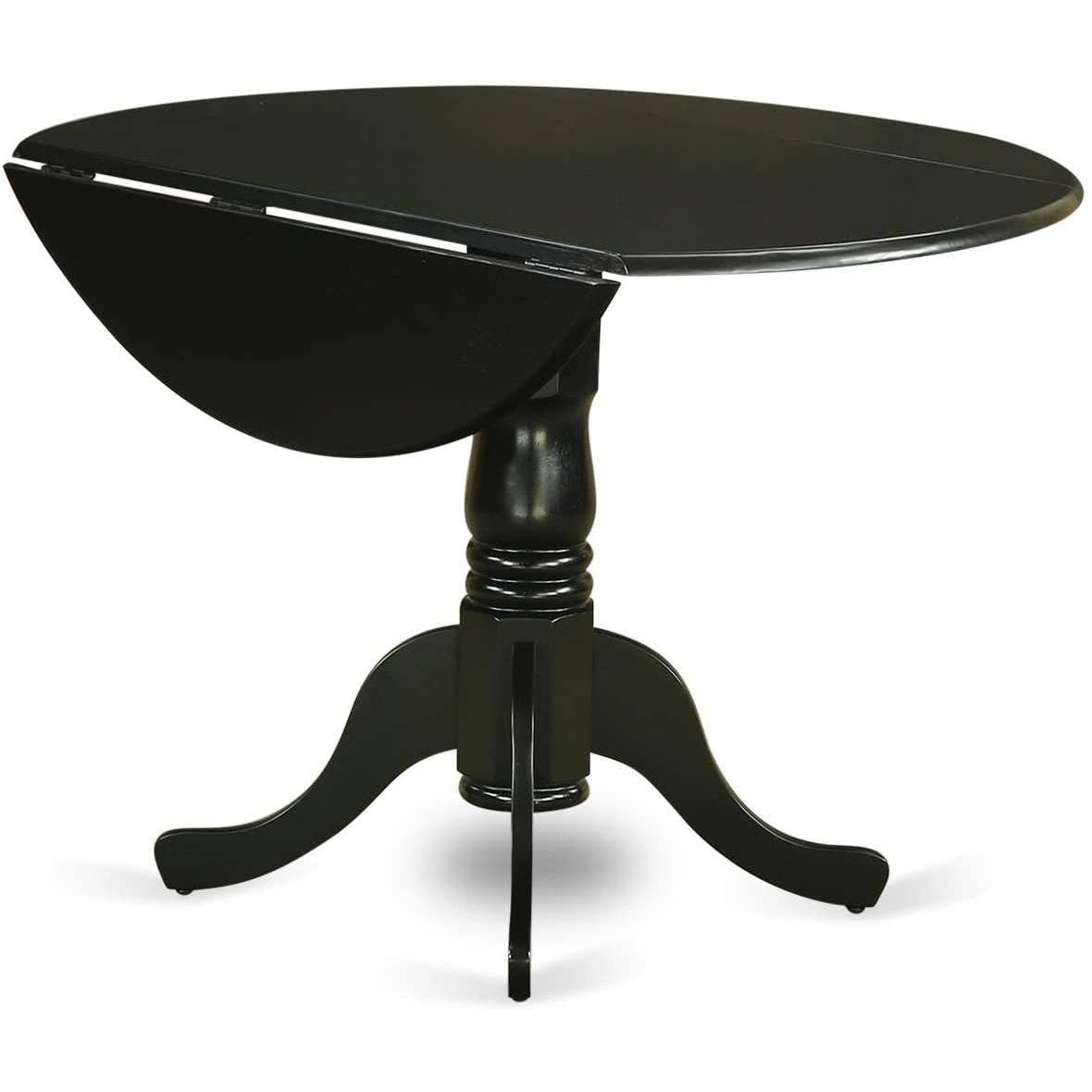 Dlav blk lc 5 Piece Drop Leaf Dining Table Set Black Faux Leather for wholesale on Faire5