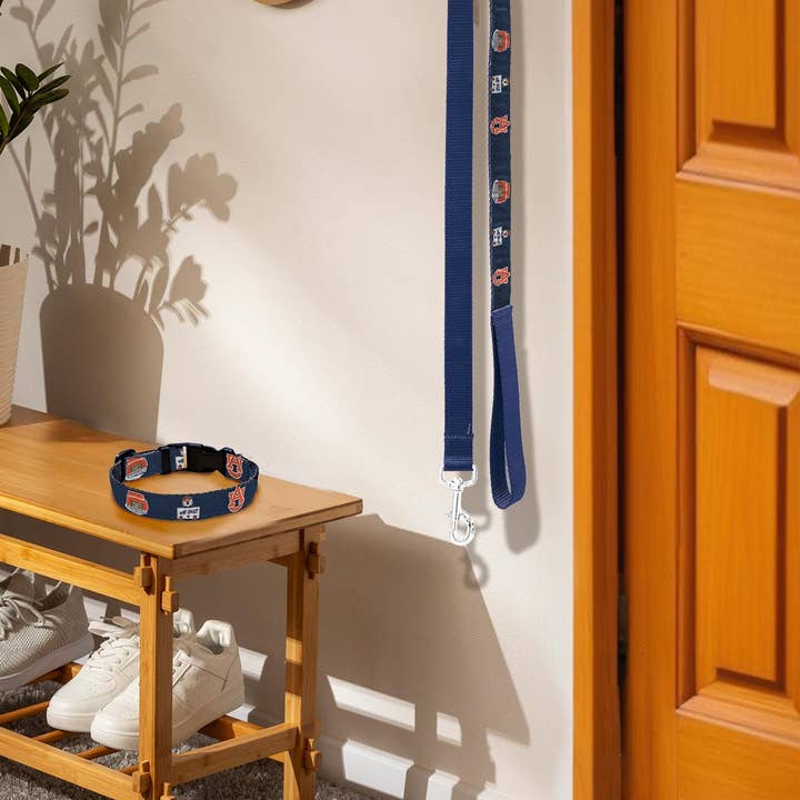 Navy Auburn Tigers Collegiate Woven Ribbon Dog Collar. for wholesale on Faire4