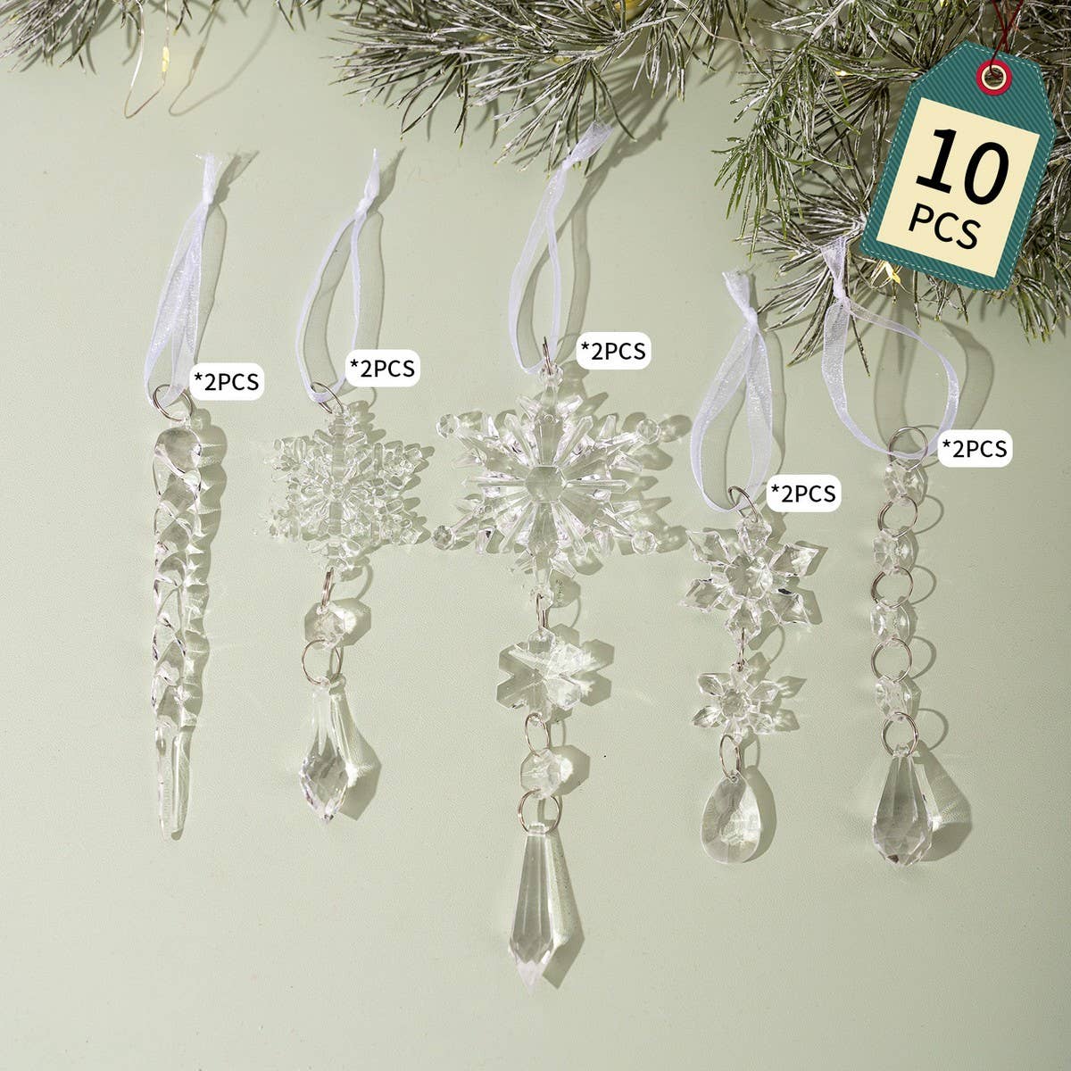 NINEXIS - Wholesale Ornament - CWMM10168_CHRISTMAS ACRYLIC ICICLE SNOWFLAKE ORNAMENTS0