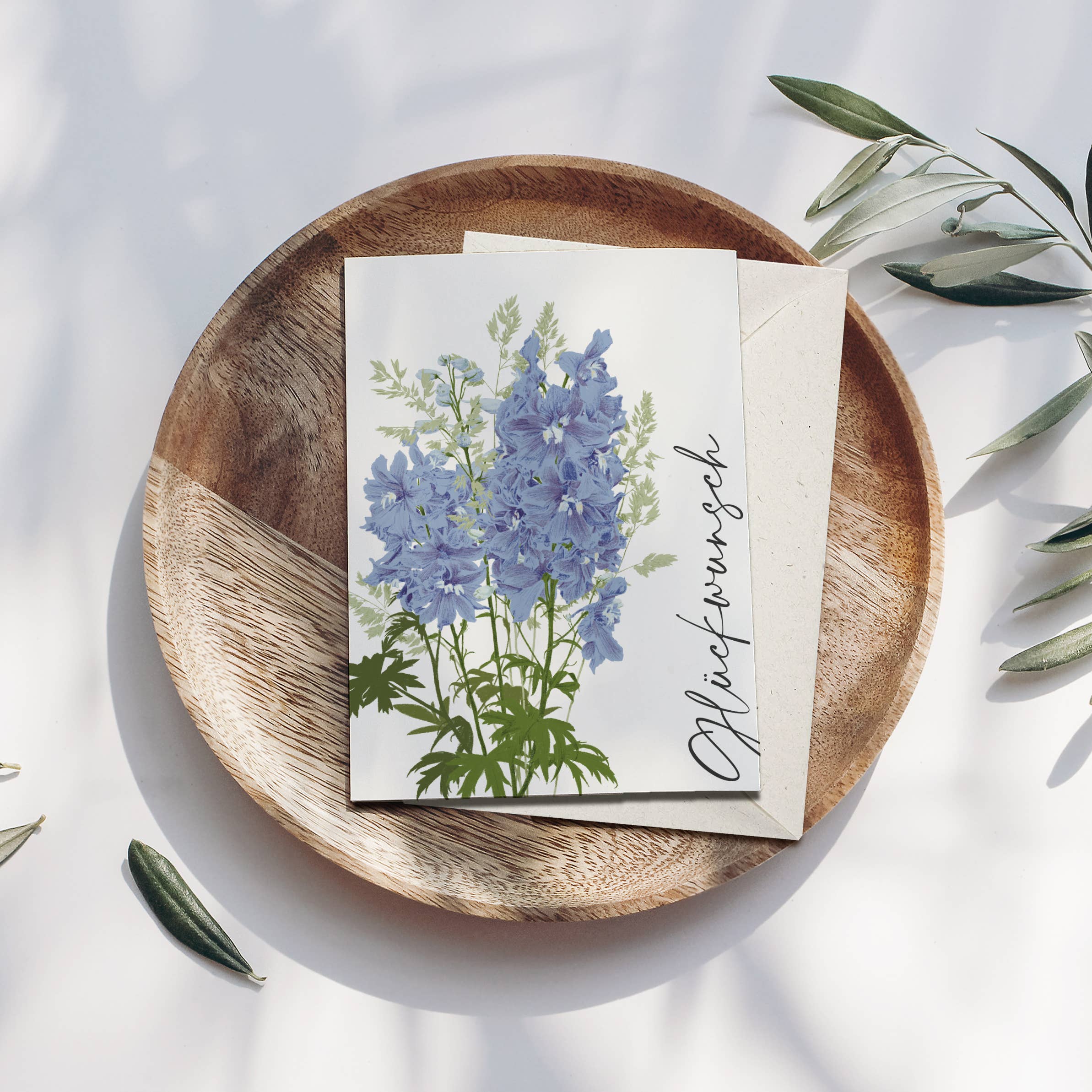 Wildblumen Atelier - Wholesale Congratulations Card - Greeting card congratulations blue flowers, with envelope, FSC1