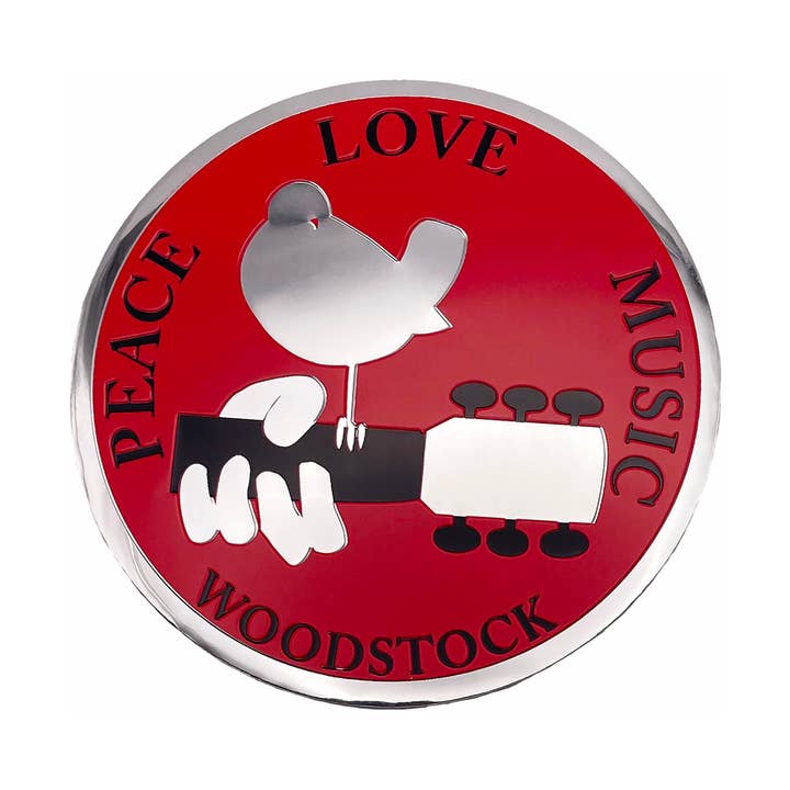 Metal Emblem Sticker - Woodstock Music Festival 1960s Dove for wholesale by Square Deal Recordings & Supplies