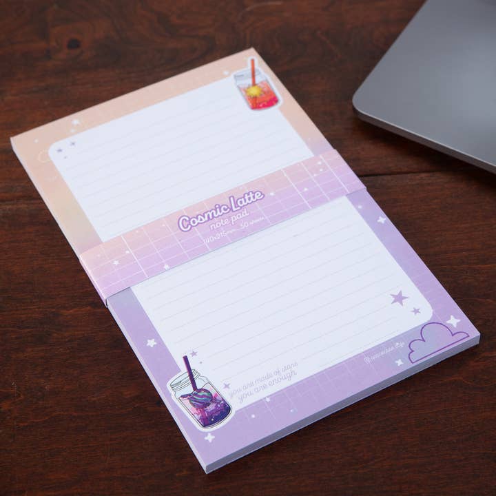 Cosmic Latte Notepad - Lavender Spacey Dreamy Stationary for wholesale by spacecase.cafe