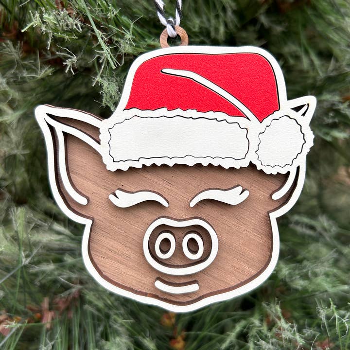Décoration de Noël en bois Cochon pour la vente par Wandering Woods Designs