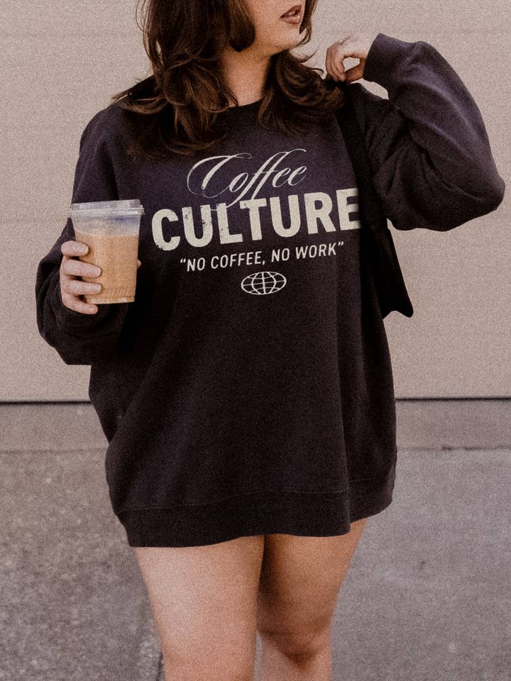 Felpa con grafica Coffee Culture - Nera per la vendita all'ingrosso da parte di WE THE BABES