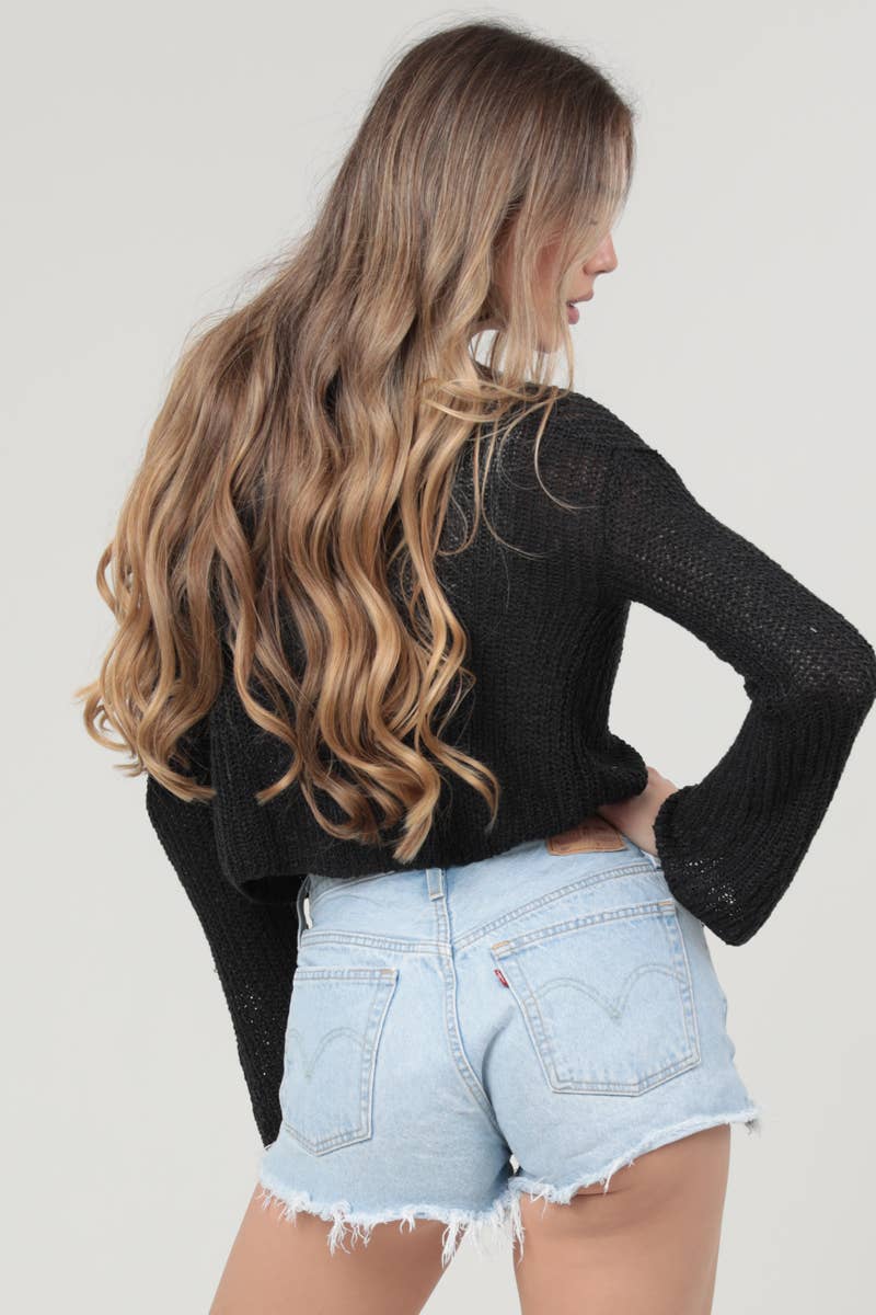 ANGIE - Wholesale Cardigan - Women's - XHT53-ASIS LIGHT WEIGHT FLARE SLEEVE CARDIGAN4