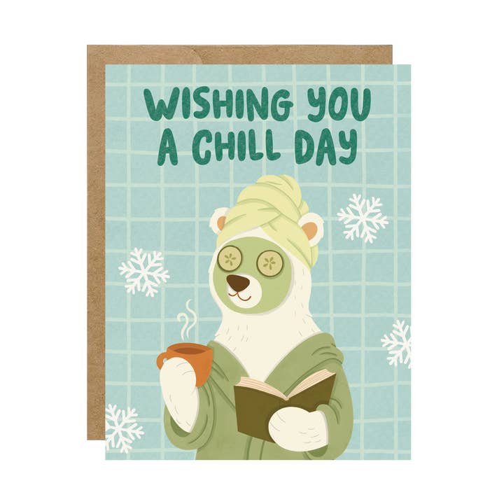 Chill Day - Relax Polar Bear Spa Day Card for wholesale by Simple Whimsy