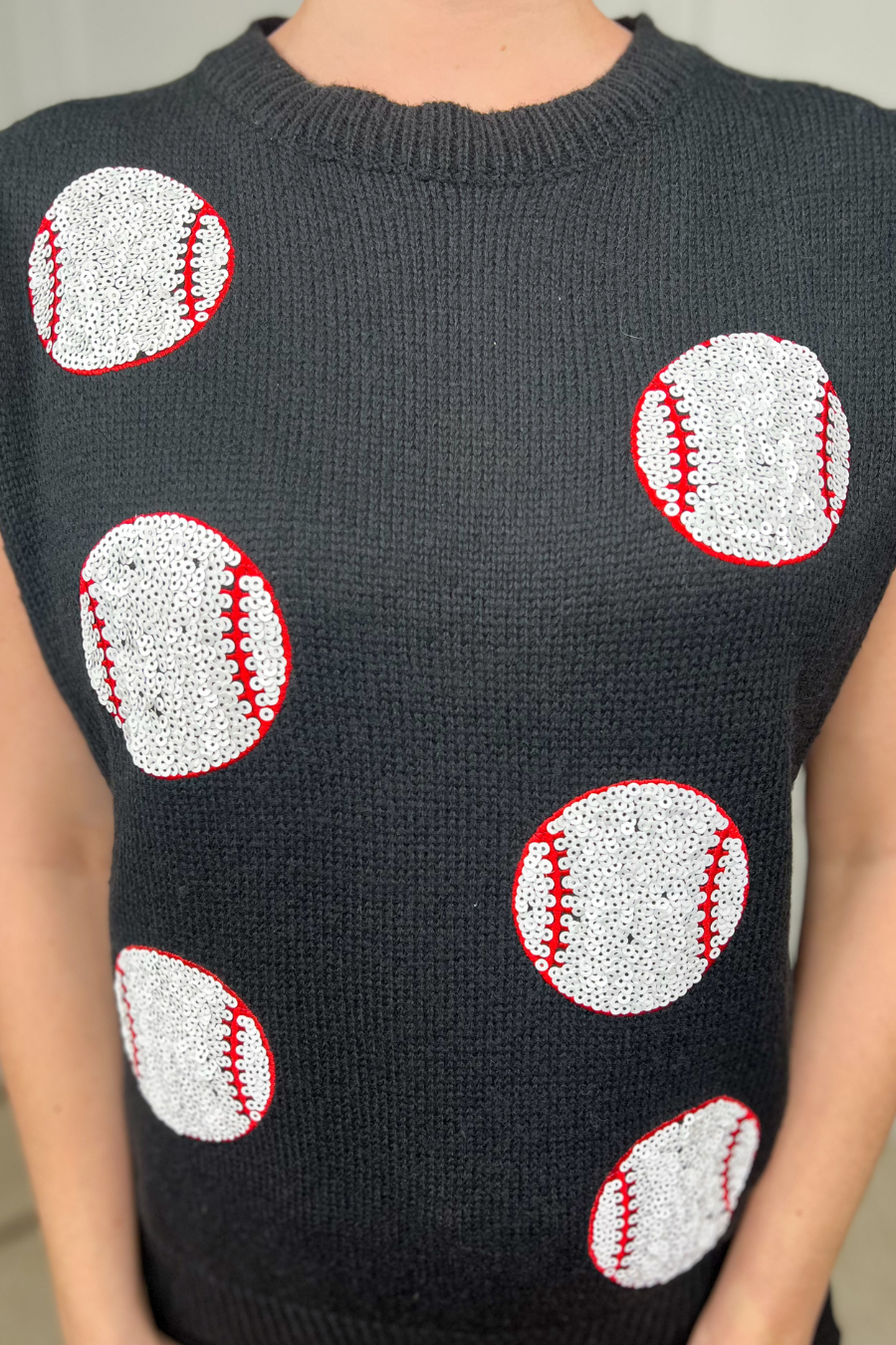 Black Had Me At Baseball Sweater Vest for wholesale on Faire7