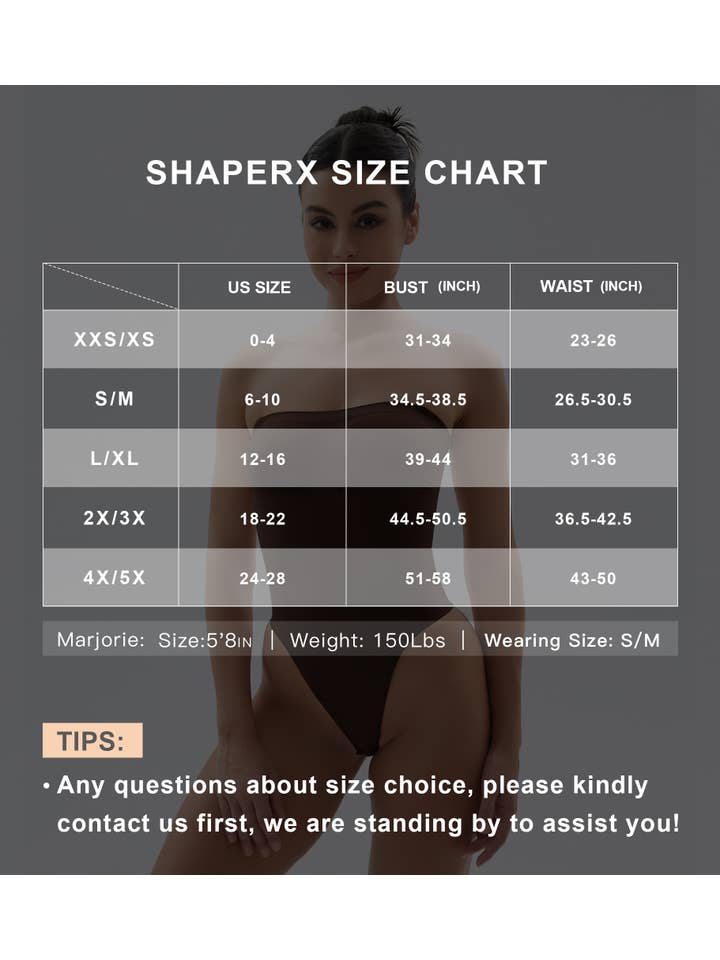 SHAPERX - Wholesale Bodysuit - Women's - SHAPERX Strapless Tummy Control Thong Bodysuit