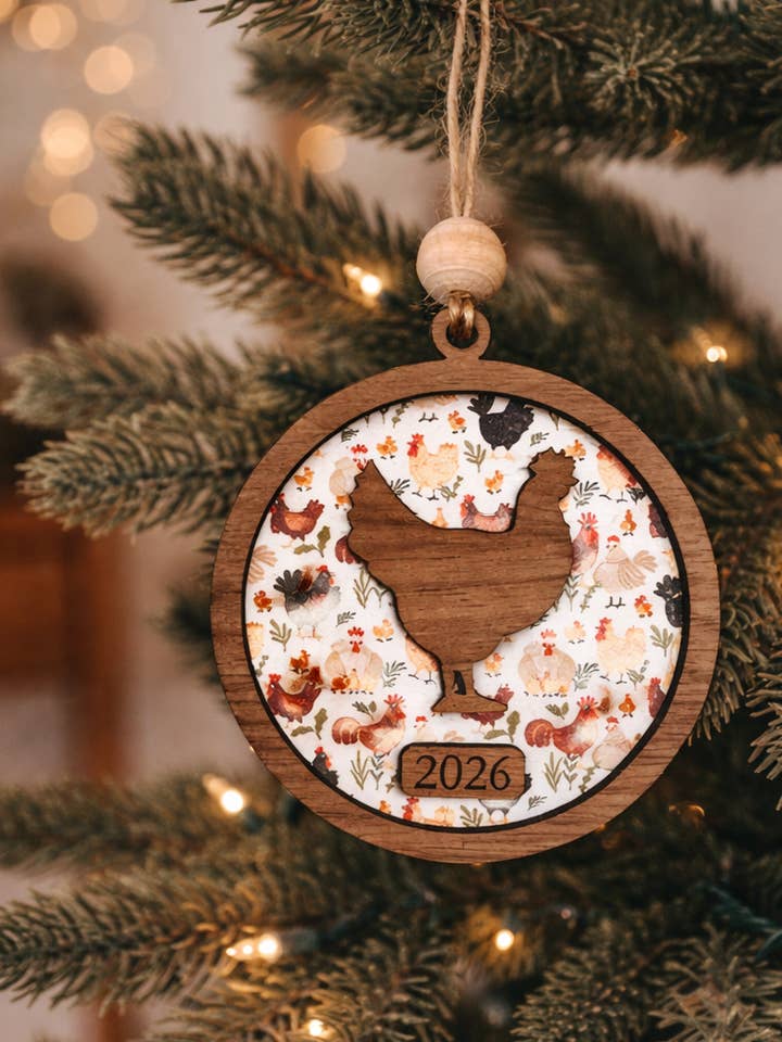 Chicken Christmas Ornament - Farm Theme Tree Ornament for wholesale by SHY Designs, LLC