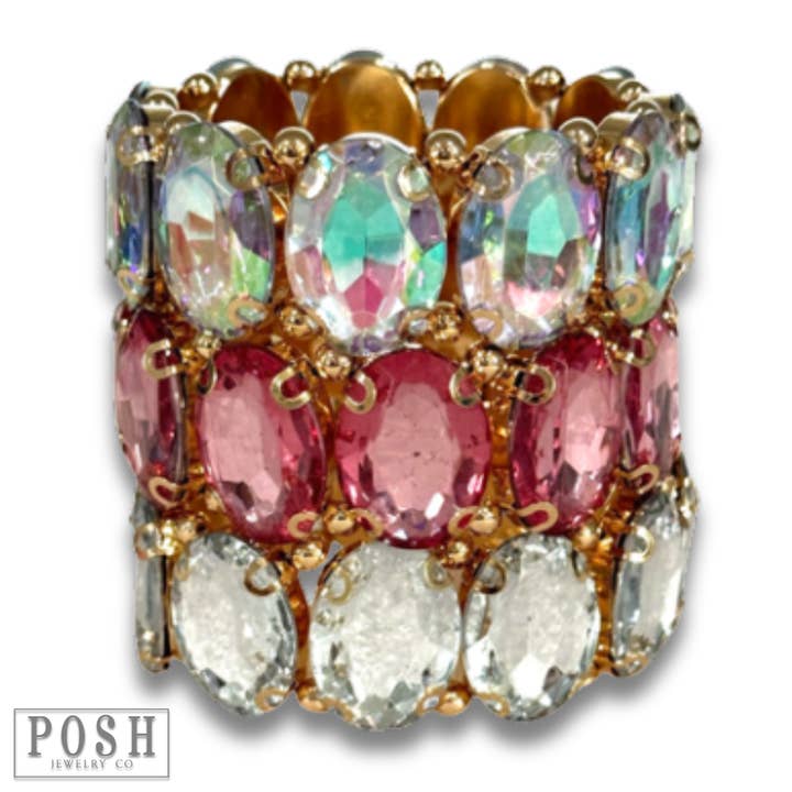 Pink Panache Brands - Wholesale Beaded Bracelet - Oval rhinestone bracelet1