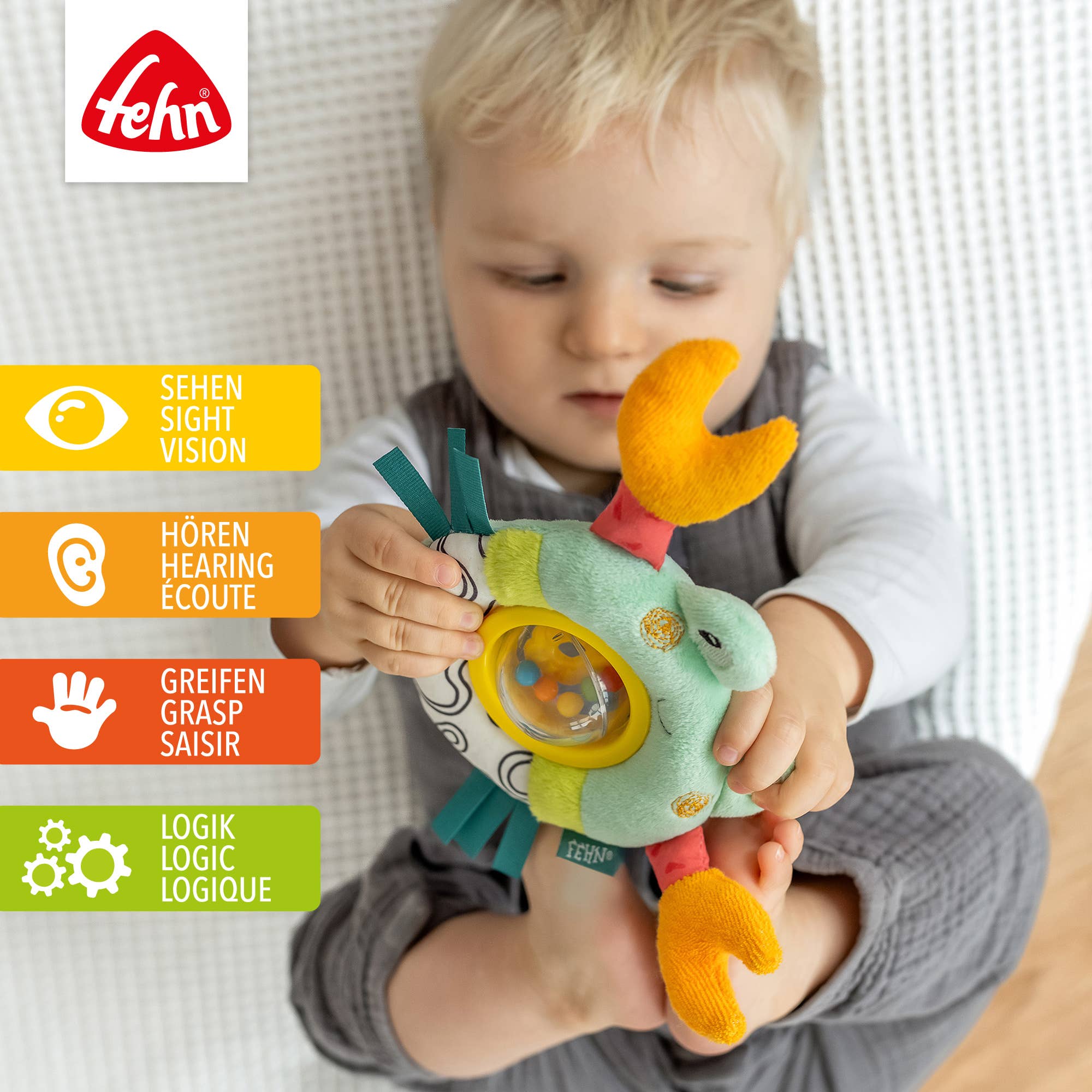 Fehn - Wholesale Handheld Rattle - Baby - Spinning Ball Rattle Crab - Motor Skills Toy with Rattle Ball1