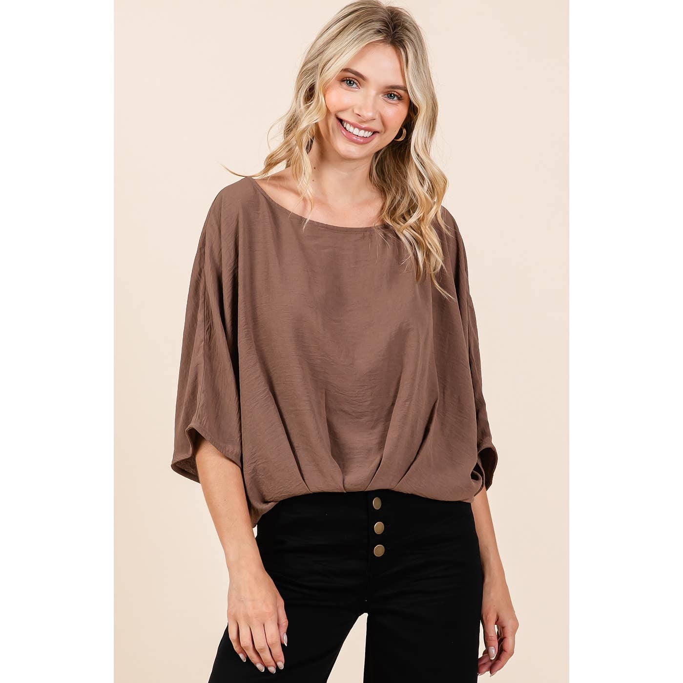 Wholesale AIRFLOW BOAT NECK PLEAT DETAIL BLOUSE for your