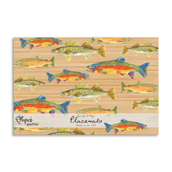 Manteles individuales de papel Lake Fish para venta al por mayor de French Graffiti