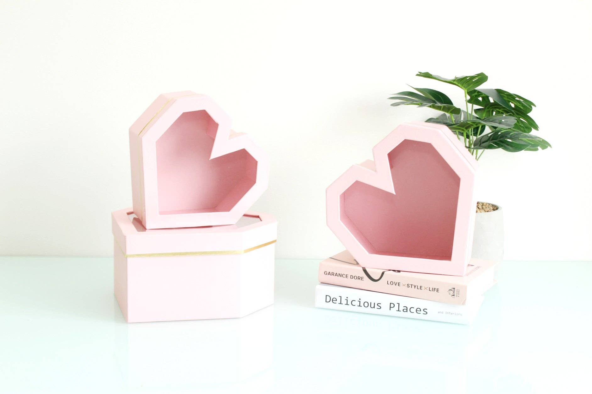 Elegant Design Supply - Wholesale Decorative Box - Diamond Heart Shape Flower Box with Clear Lid9