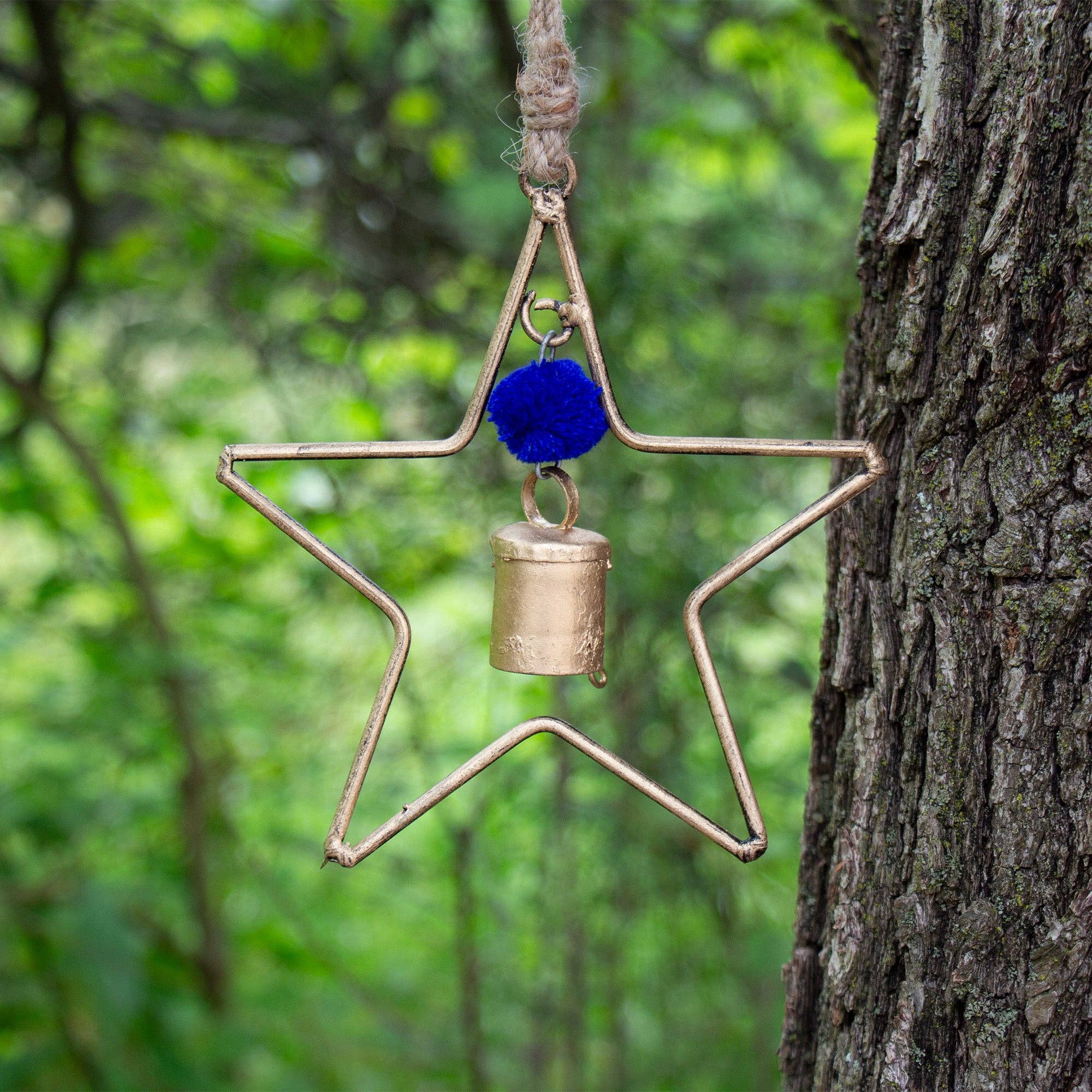 Global Crafts - Vente Carillons - Carillon en forme d'étoile en fer recyclé fabriqué à la main avec cloche1