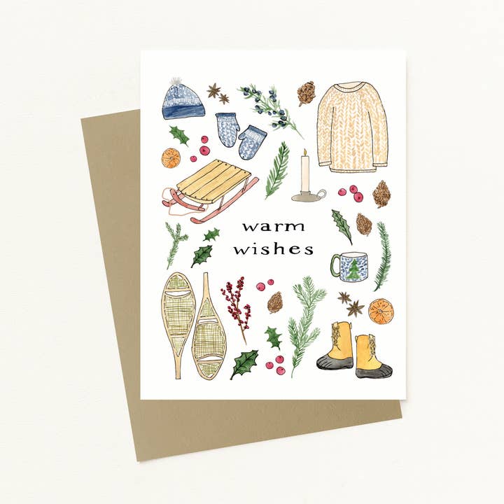 Warm Wishes - Holiday Greeting Card - Cozy Collection for wholesale by Sarah Wormann Art