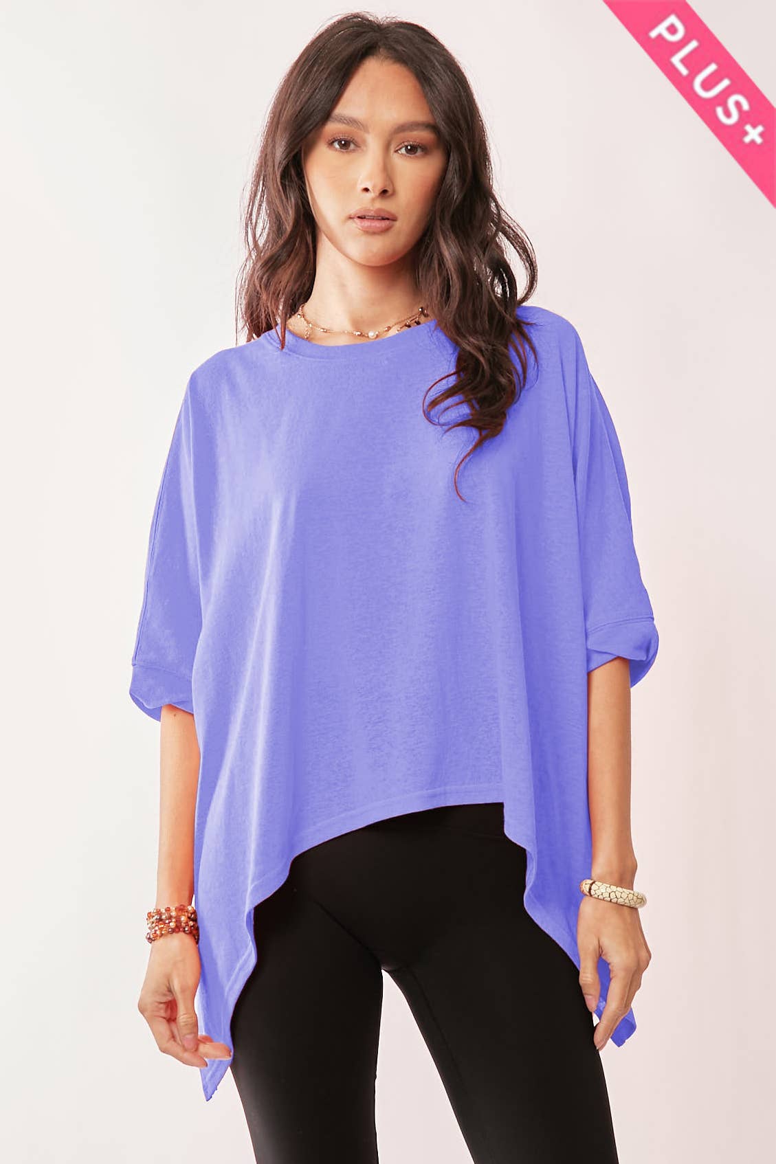 Davi & Dani - Wholesale Lounge Top - Women's - PLUS DROP SHOULDERS BATWING SLEEVE SIDE SLIT TOP11