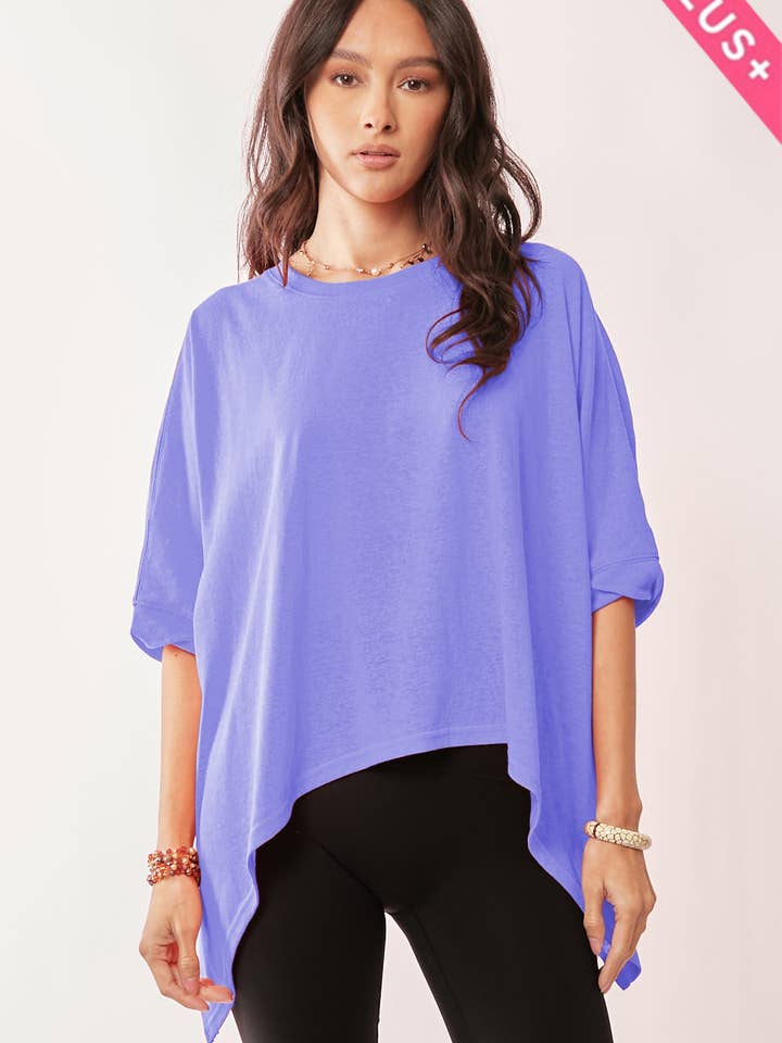 Davi & Dani - Wholesale Lounge Top - Women's - PLUS DROP SHOULDERS BATWING SLEEVE SIDE SLIT TOP11
