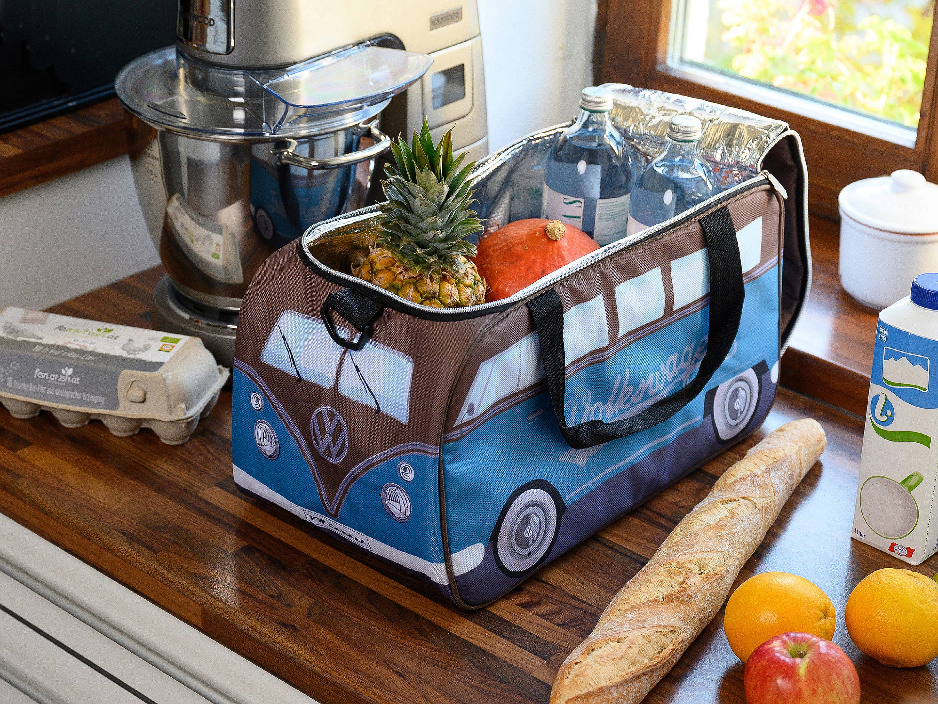 VW Collection by BRISA - Vente Glacière/sac isotherme - Sac isotherme léger VW T1 Bus de 25 l – Bleu pétrole/BN5