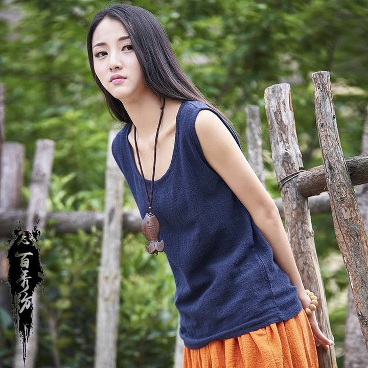 Sheer Trend – Engroshandel Tanktop – Kvinder – Let og åndbar kunstnerisk løs tanktop9