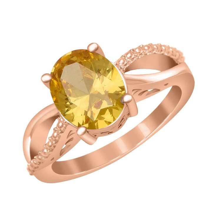 Star Joya - Vendita all'ingrosso Anelli con pietra singola/solitario - Anelli da promessa per lei in argento Sterling 925 con citrino ovale da 3 ct5