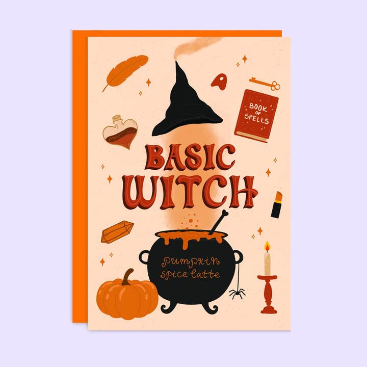 Tikkled Pink - Wholesale Birthday Card - Basic Witch Halloween Card | Autumn Card | Birthday Card