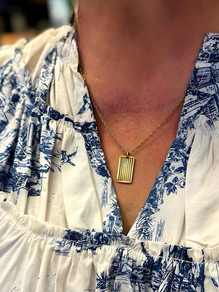 Reverse American Flag Necklace for wholesale by Adorn