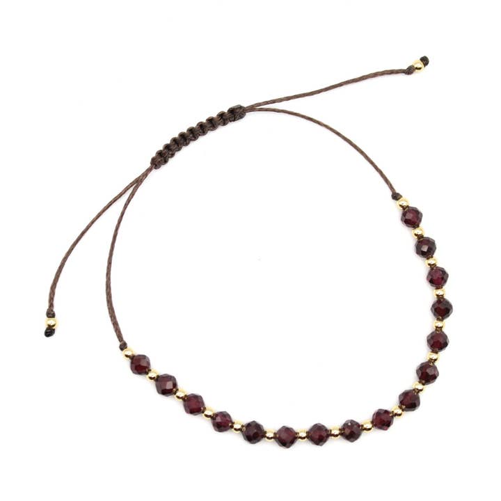Garnet & Gold Bracelet (Adjustable) for wholesale by Born to Roam Trading Post