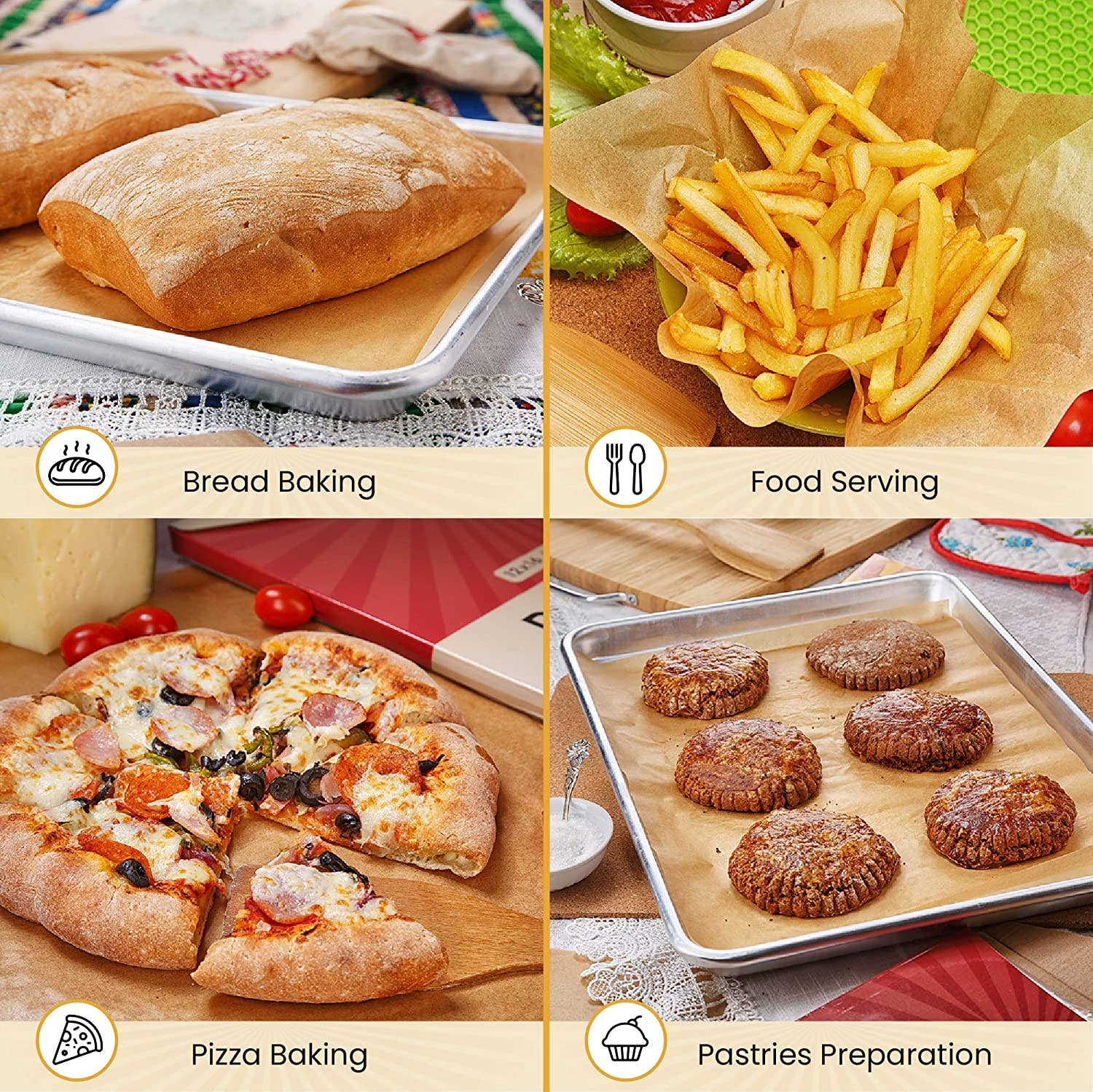 Baker's Signature - Wholesale Baking Sheet/Mat - Parchment Paper Baking Sheets by Baker’s Signature | Precut Silicone Coated & Unbleached – Will Not Curl or Burn – Non-Toxic & Comes in Convenient Packaging – 12x16 Inch Pack of 2206