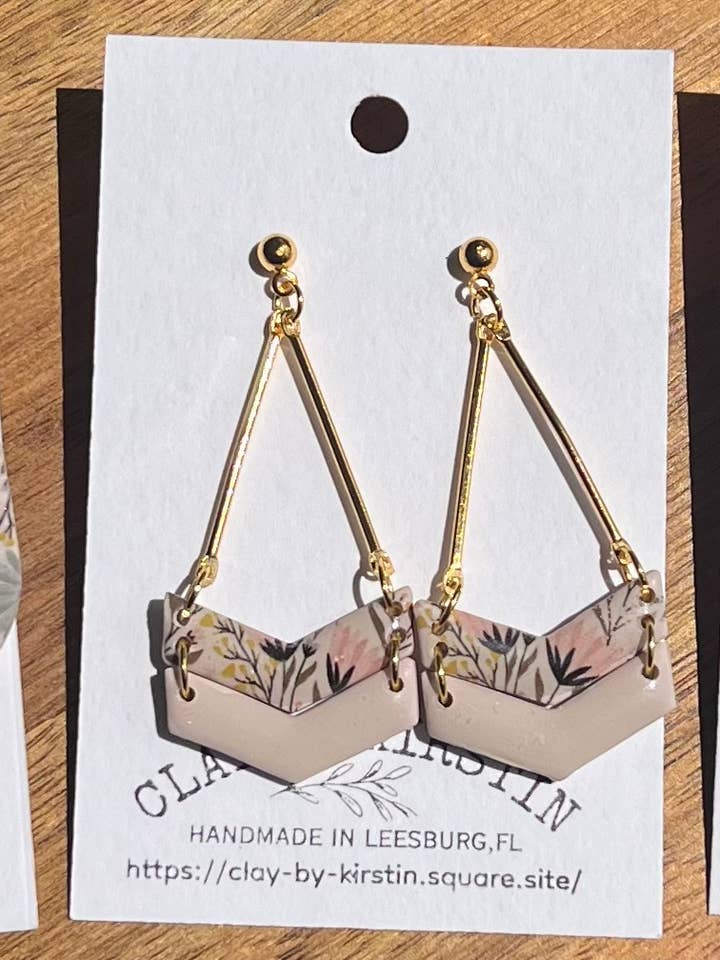 Boho Clay Earring with Gold Colored Accents for wholesale by Clay by Kirstin
