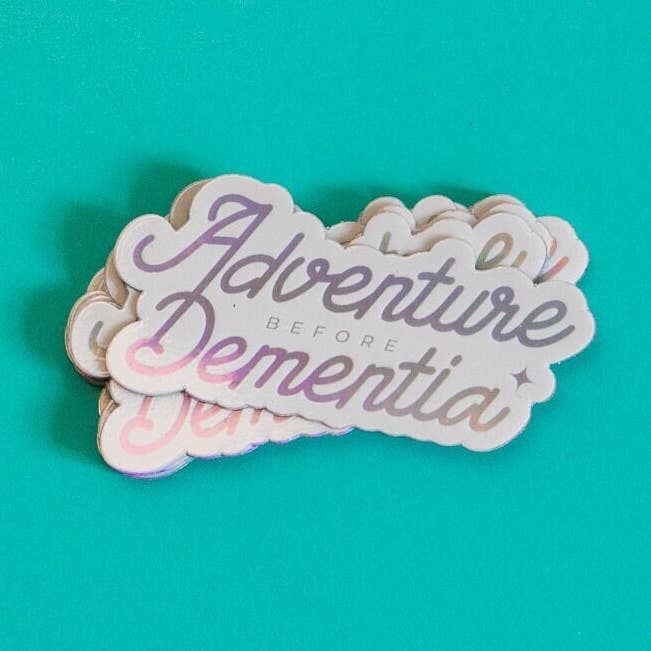 Adventure Before Dementia Holographic Vinyl Decal Sticker for wholesale by Golden Mountain