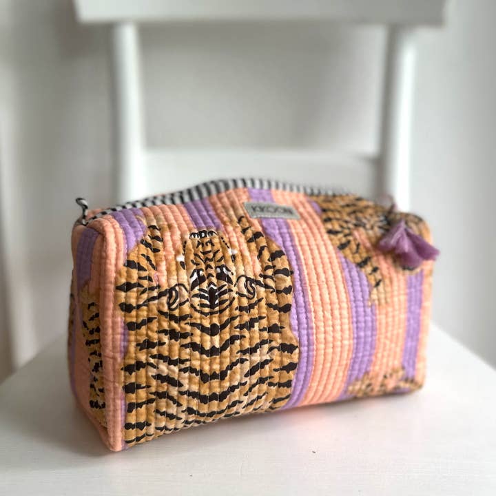 kikooni – wholesale Make-up/cosmetic bag – handmade cosmetic bag "Poppy Tiger peach fusion"