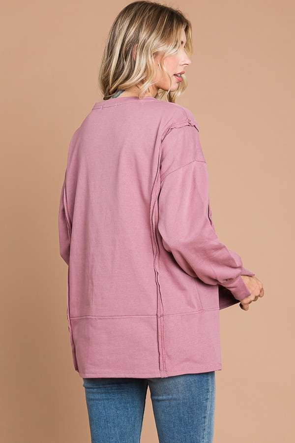 Culture Code - Wholesale Tunic - Women's - CFT1934L - ROUND NECK OVERSIZED EXPOSED SEAM TOP12