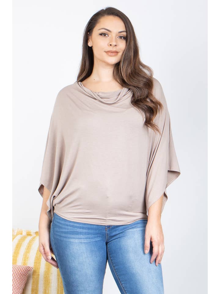 MYS Wholesale Inc - Wholesale Tunic - Women's - Plus Size Cowl Neckline Dolman Sleeve Top2