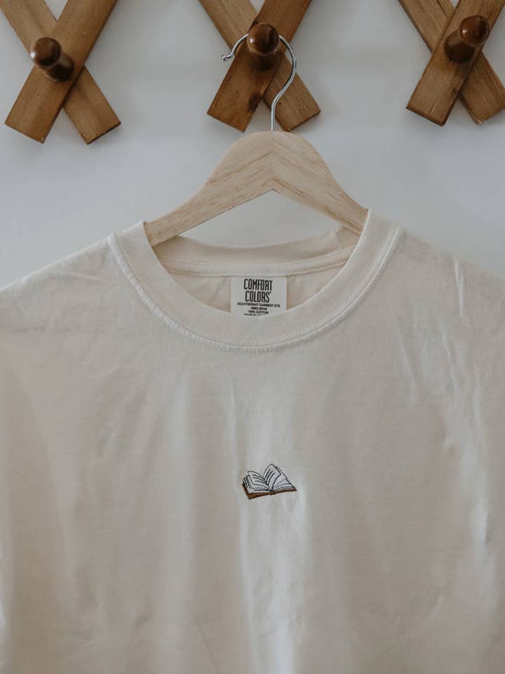 Mini Embroidered Book Crop Tee for wholesale by Rooted Grace Co