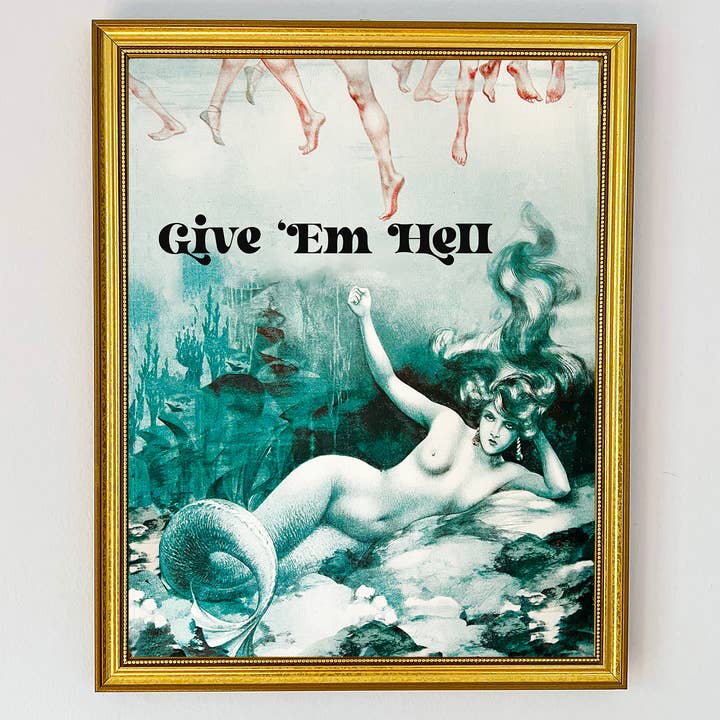 The Twentieth - Wholesale Art Print - Give Em Hell Art Nouveau Vintage Style Mermaid Art Print