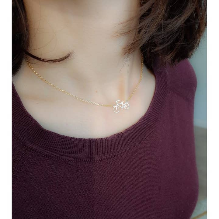 COM FORSA SL - Wholesale Individual Charm/Pendant - Gold-Plated Sterling Silver 925 Bicycle Pendant-Connector 161