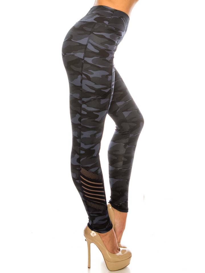USA Fashion - Wholesale Athletic/Lounge Leggings - Women's - Camouflage Serrated Mesh High Waisted Sport Leggings5