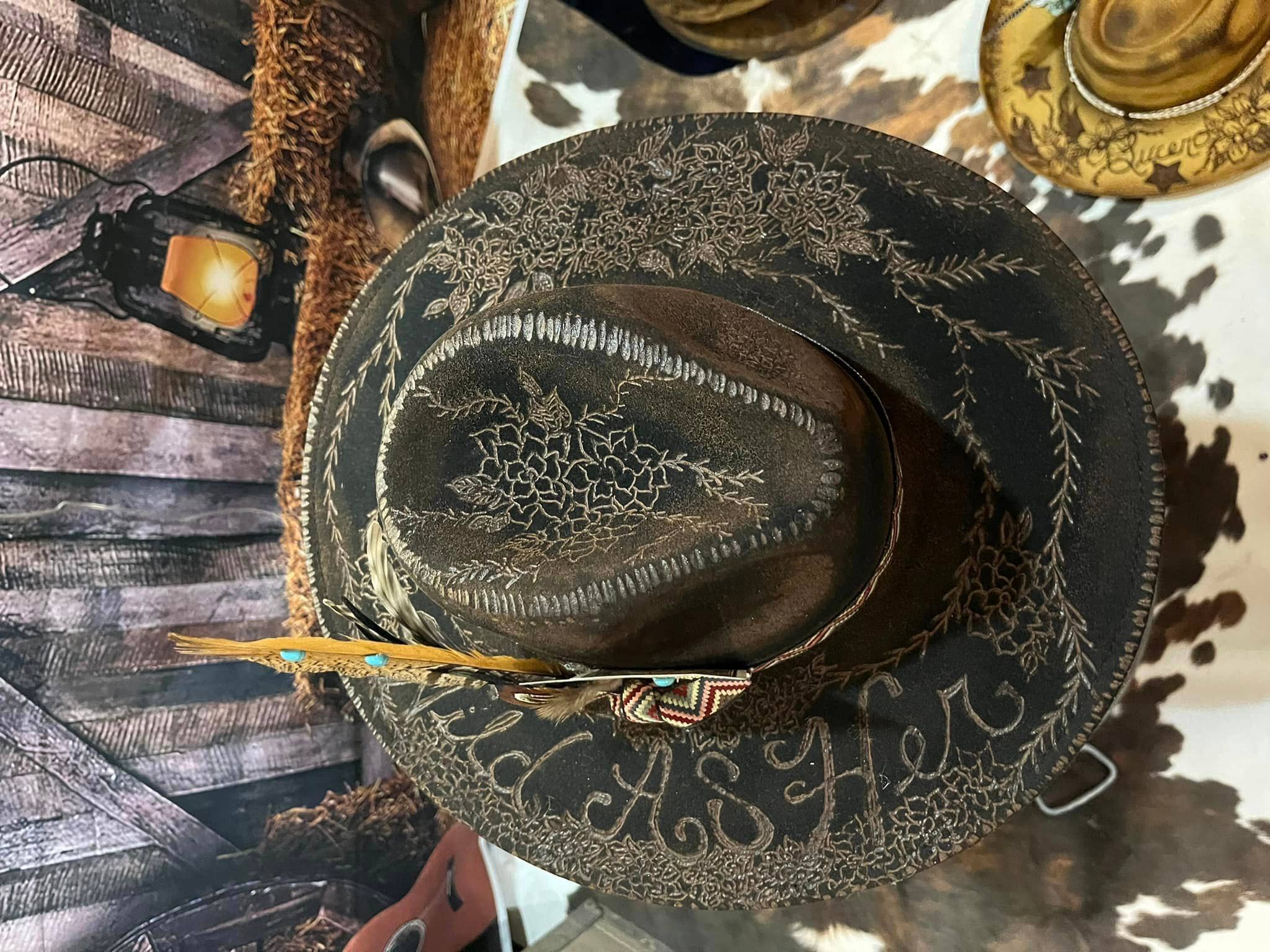 Feathered Gypsy Custom Hats and Boutique - Wholesale Cowboy Hat - Women's - Wild As Her Custom Burned Rancher5
