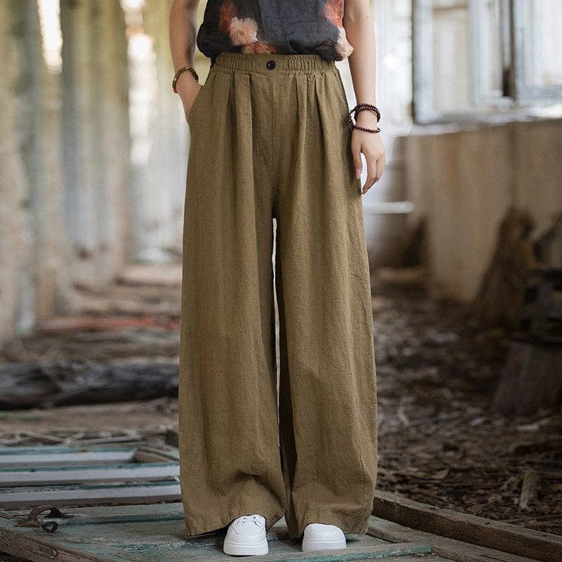 FurDecoration - Wholesale Pants - Women's - Loose Fit Casual Thin Straight Leg Pants In Solid Color1