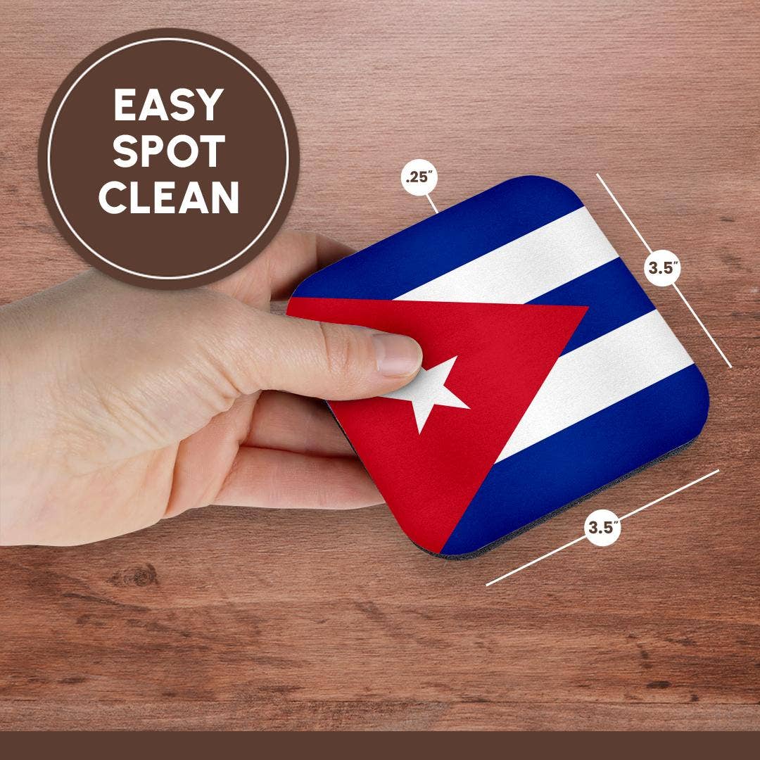 3dRose - Venta al por mayor Posavasos - 3dRose, Bandera de Cuba - Rayas azules cubanas triángulo rojo estrella blanca - País insular caribeño banderas del mundo, Posavasos13