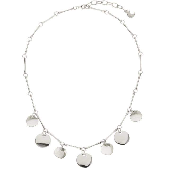 Collier en argent sterling avec os et disque lisse River Stone pour la vente par Van Peterson Designs
