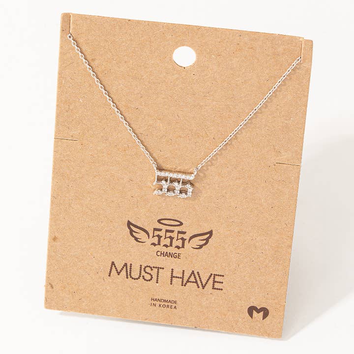 Fame Accessories - Wholesale Pendant/Charm Necklace - Pave 555 Angel Number Pendant Necklace