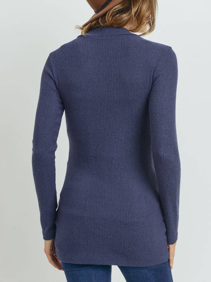 Hello Miz - Vente Haut - Top côtelé de maternité à col montant et manches longues36