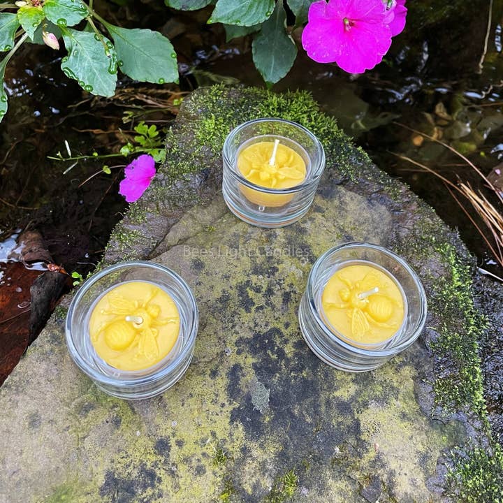 Bees Light Candles - Vente Bougeoirs - Porte-bougies chauffe-plat en verre transparent3