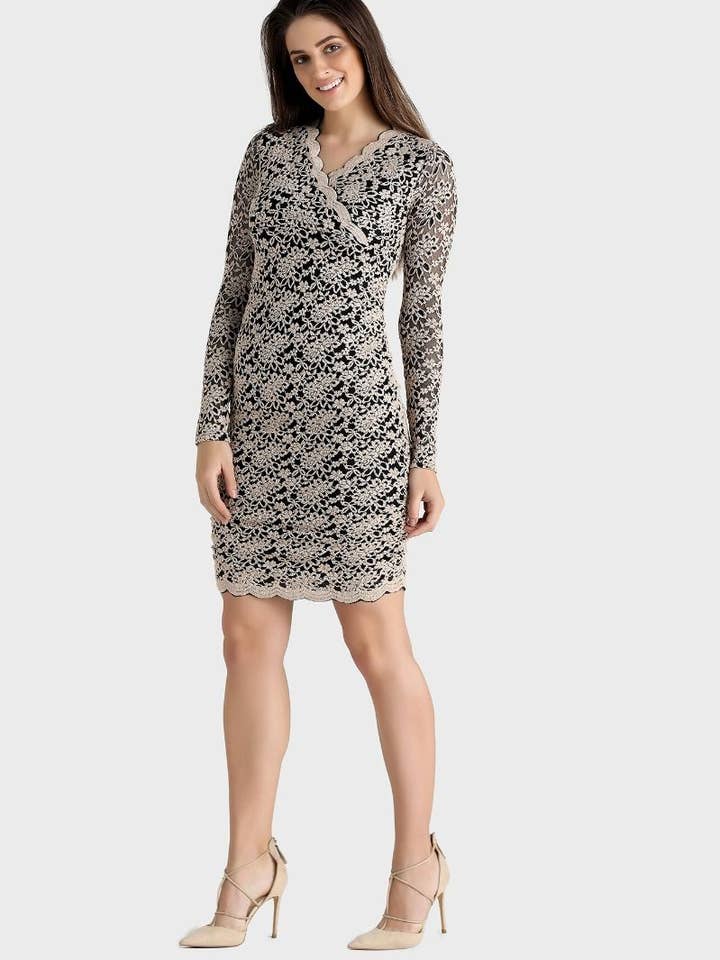 Wave Shirring Lace Dress for wholesale by LBV Fashion