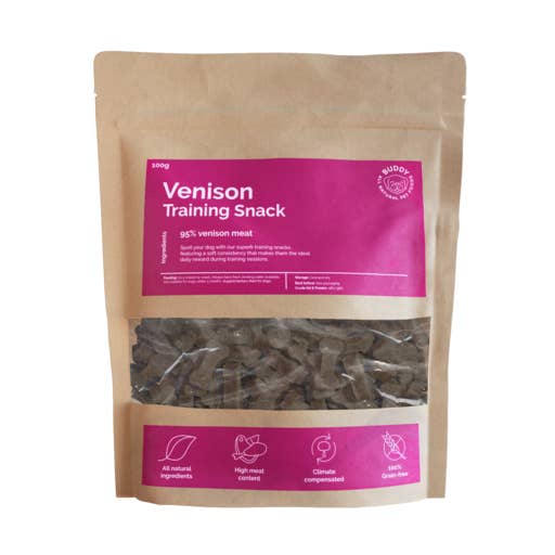 Träningssnacks med hjortkött 100 g för wholesale av Buddy Pet Foods
