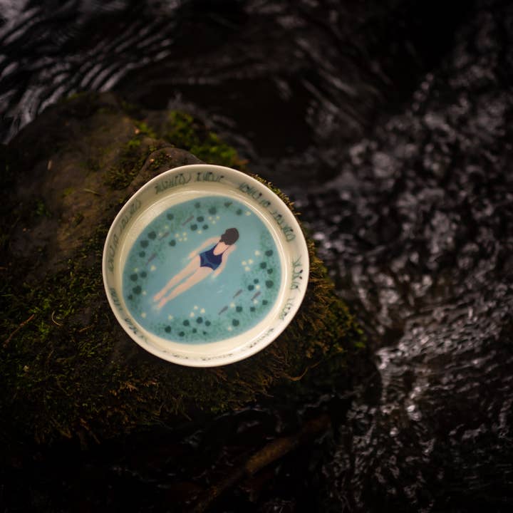Individually Handmade Porcelain 'River Swimmers' Bowl for wholesale by Becky Mackenzie Ceramics