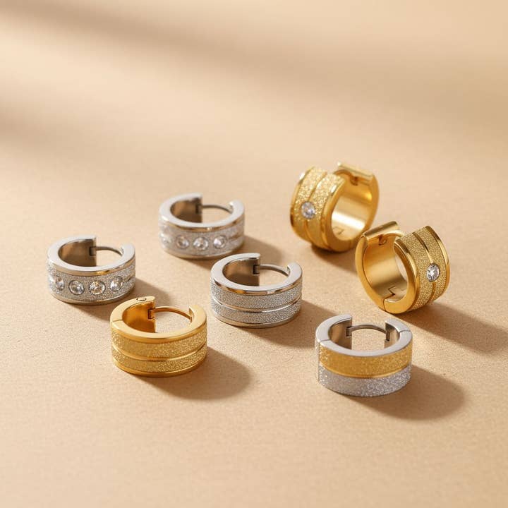 Brincos de Argola Geométricos Dourados por atacado de elasisters