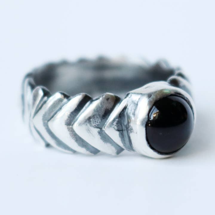 Silver Onyx Armor Ring for wholesale by Creature's Virtue